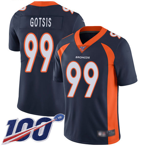 Men Denver Broncos 99 Adam Gotsis Navy Blue Alternate Vapor Untouchable Limited Player 100th Season Football NFL Jersey